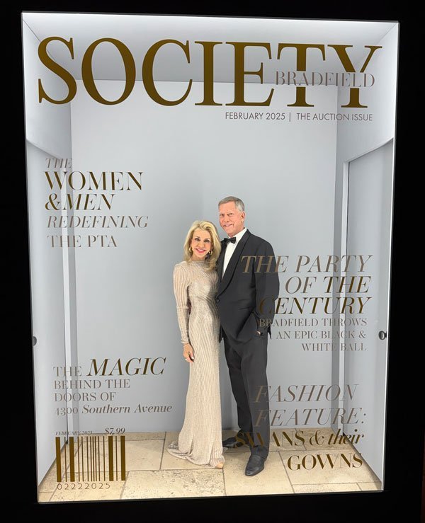 Society Bradfield magazine cover with elegant couple